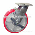 200mm caster wheels ,8" heavy duty side brake PU caster,8 wheel